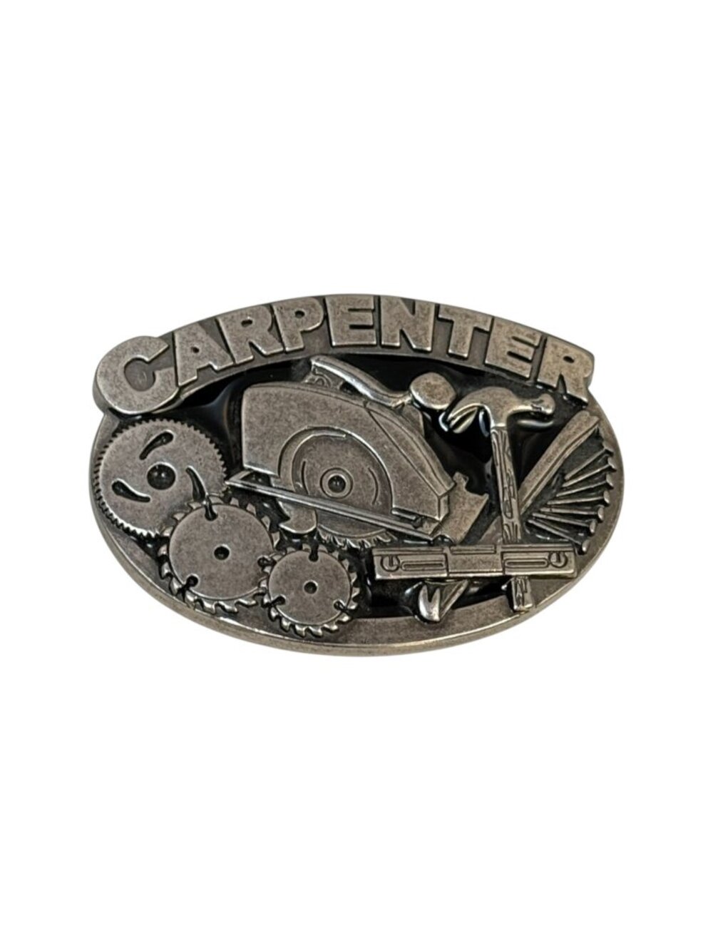 Carpenter Belt Buckle Metal Silver Tone 3.5 Inch Tools